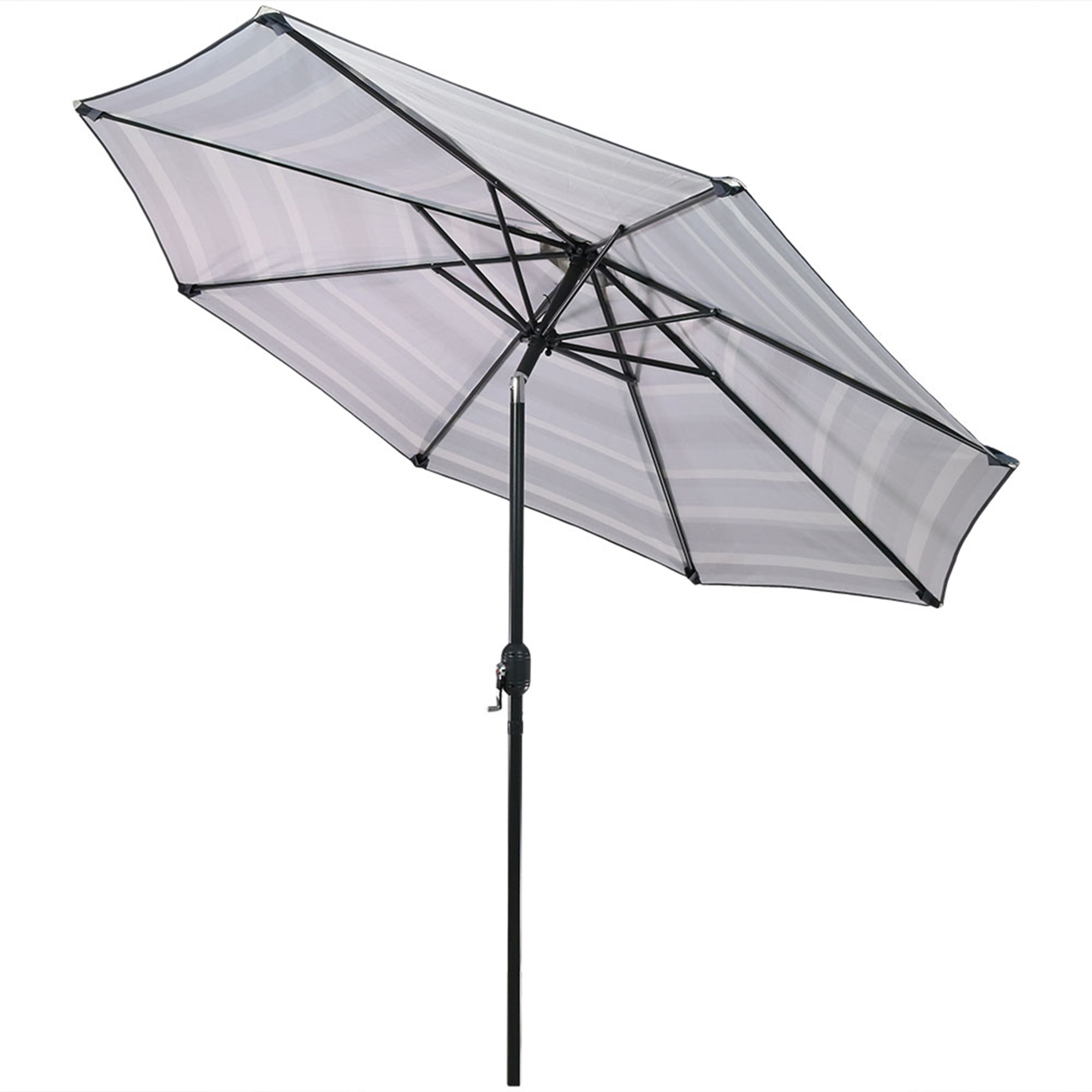 Sunnydaze Decor Patio Umbrella - 9ft., Push-Button Tilt, Crank Open, Black Powder-Coated Aluminum, Octagon Shape, Model# JLP-248